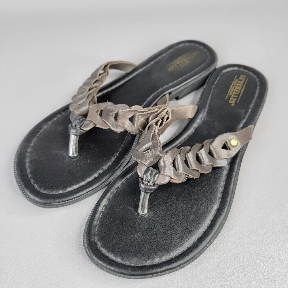 Seychelles Womens Flip Flops Braided Slip On Comfort Flat Leather Brown Size 6